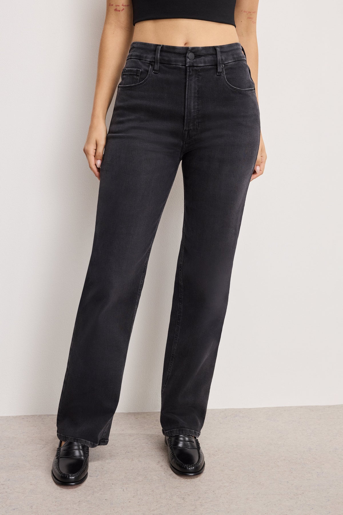 Premium SOFT TECH GOOD TRUE STRAIGHT JEANS BLACK343