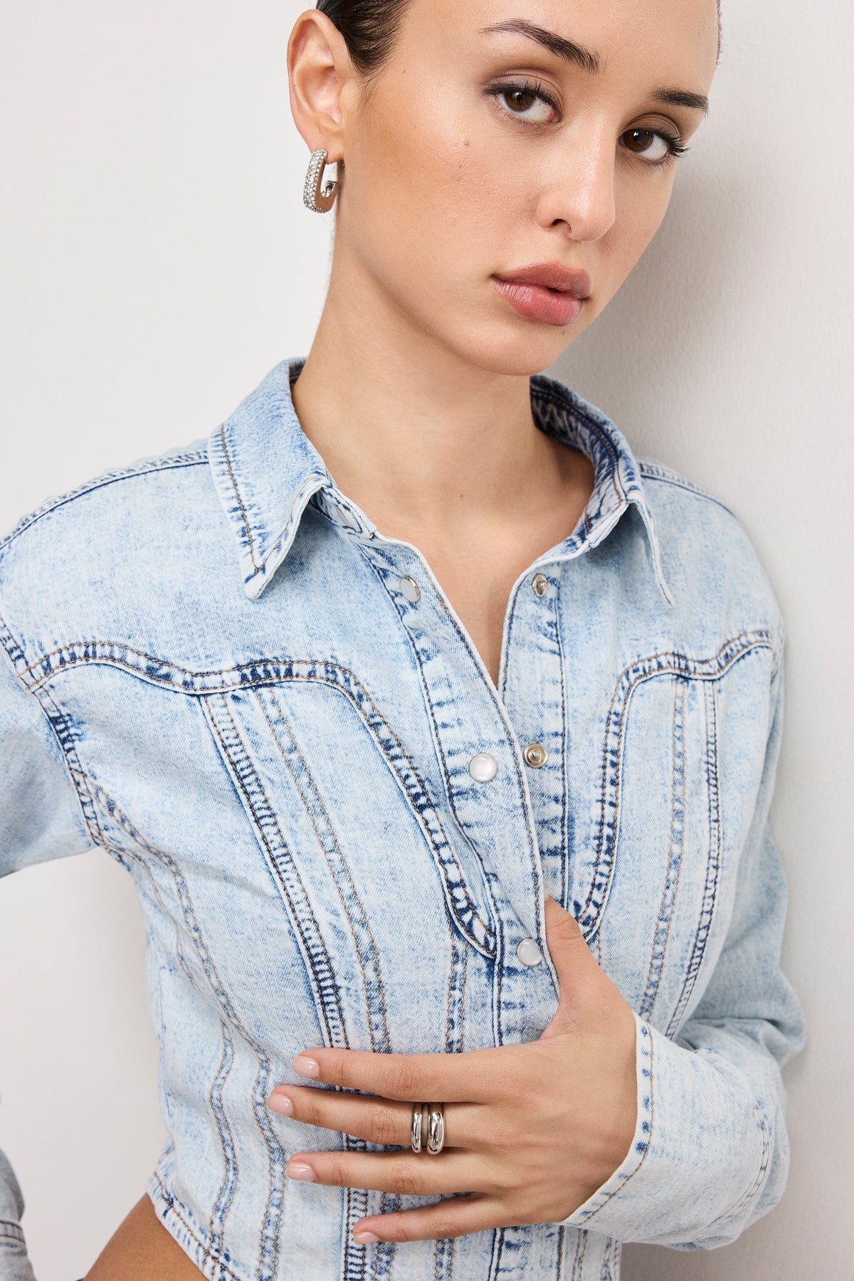 Premium DOLLY DENIM CORSET SHIRT INDIGO1021