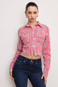 Premium DOLLY COUNTRY CORSET SHIRT CRIMSON AND WHITE GINGHAM
