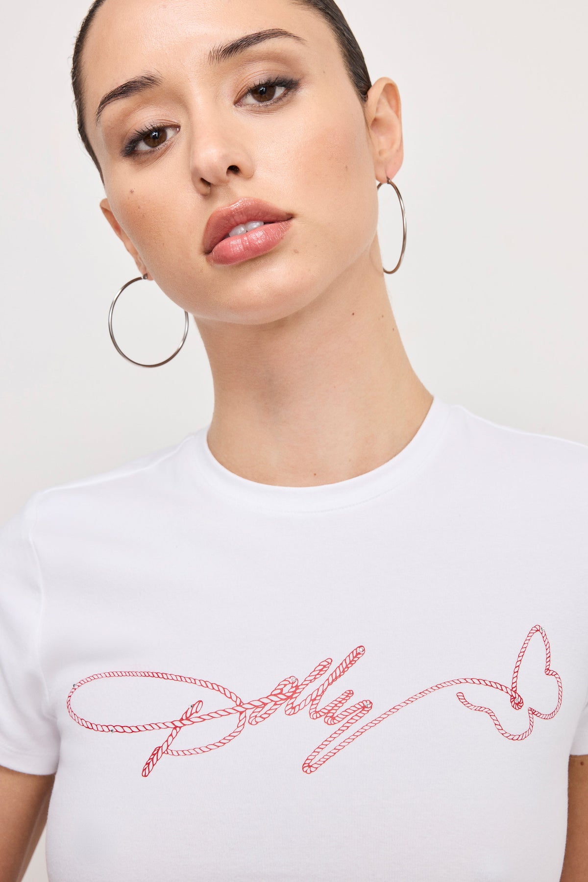 Premium DOLLY SIGNATURE SUPER STRETCH BABY TEE WHITE001