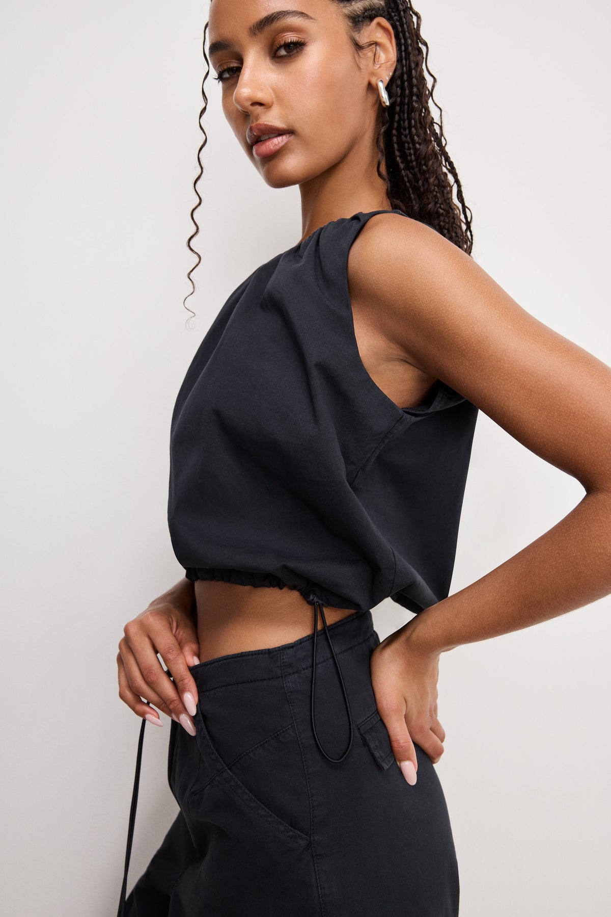 Premium TWILL PARACHUTE BUBBLE TOP BLACK001