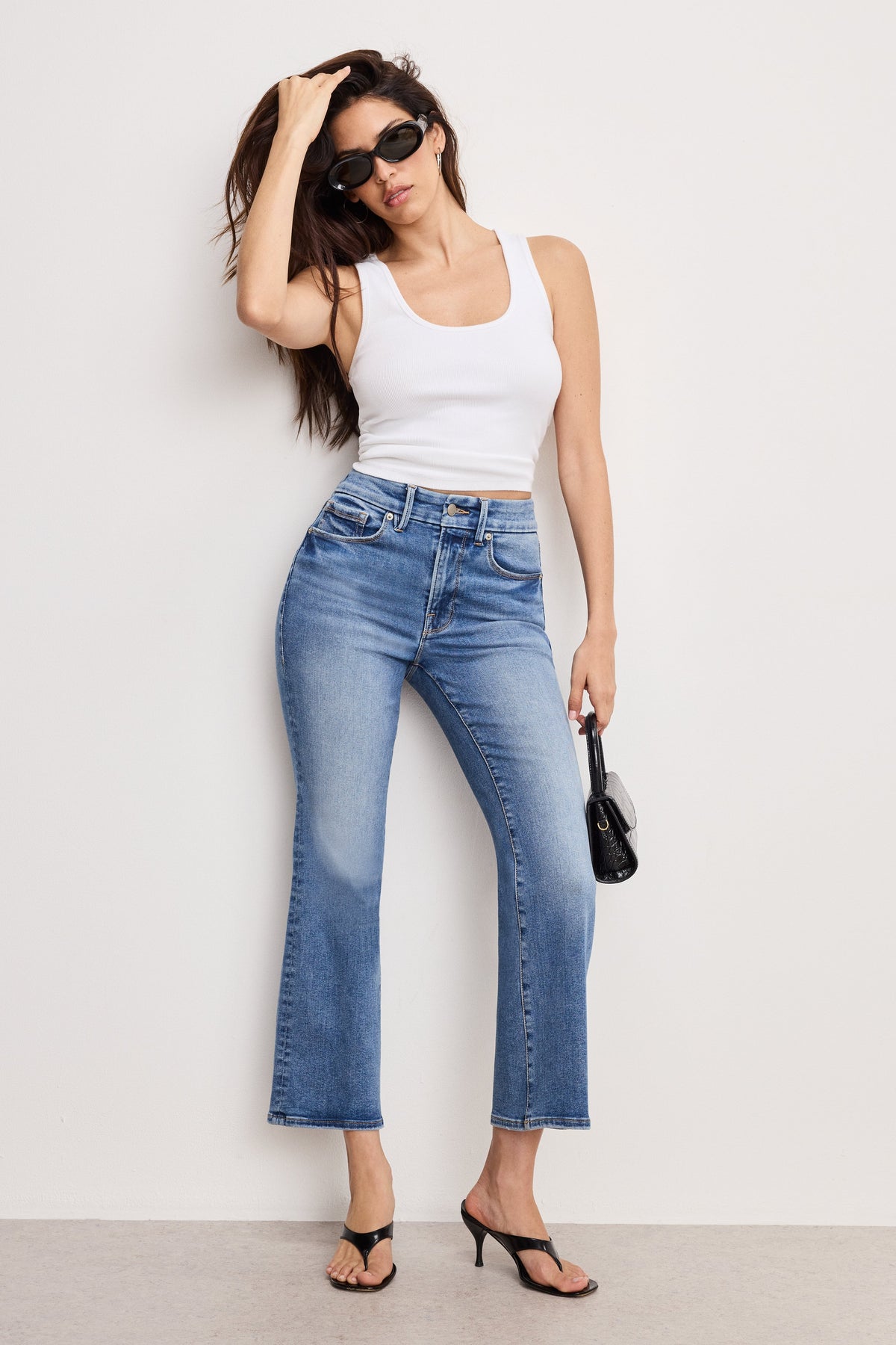 Premium ALWAYS FITS GOOD LEGS CROPPED MINI BOOT JEANS INDIGO953