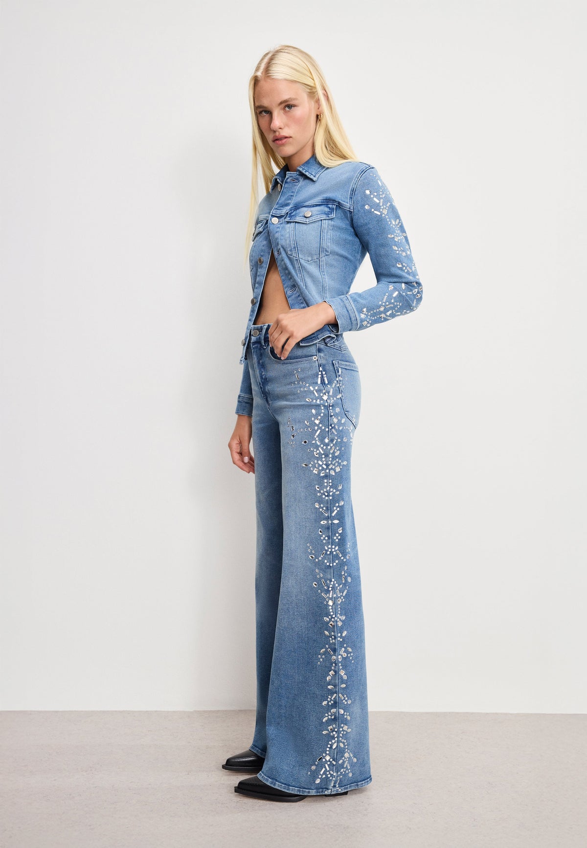 Premium DOLLY JOLEANS CRYSTAL WIDE JEANS INDIGO1089