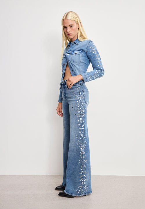 Premium DOLLY JOLEANS CRYSTAL WIDE JEANS INDIGO1089