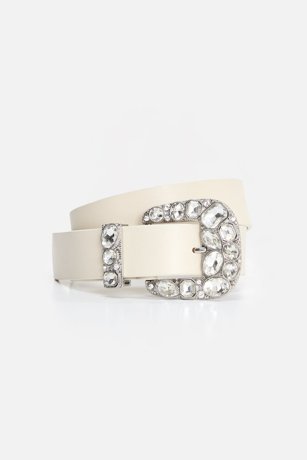 Premium DOLLY CLASSIC CRYSTAL LEATHER BELT WHITE001