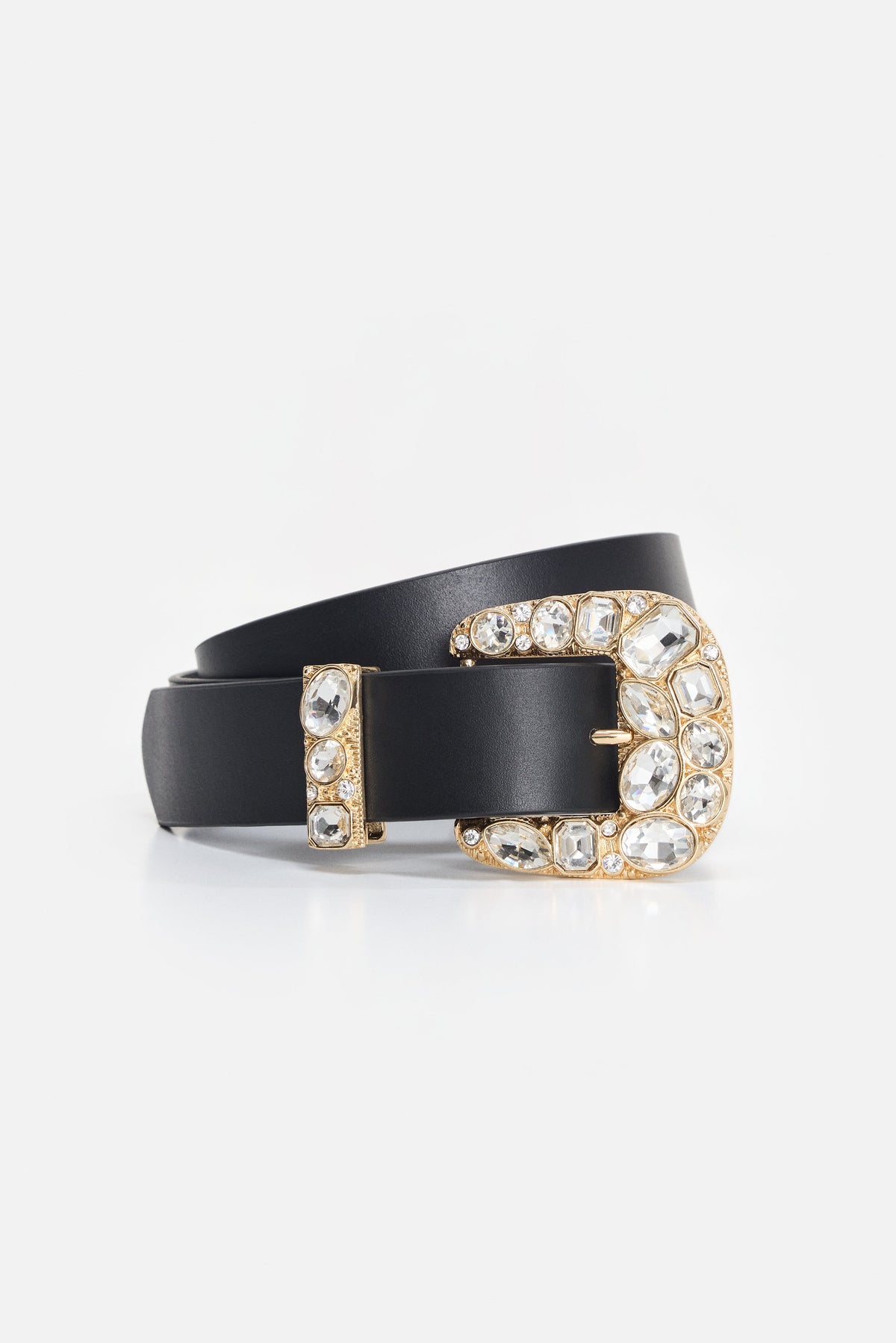 Premium DOLLY CLASSIC CRYSTAL LEATHER BELT BLACK001