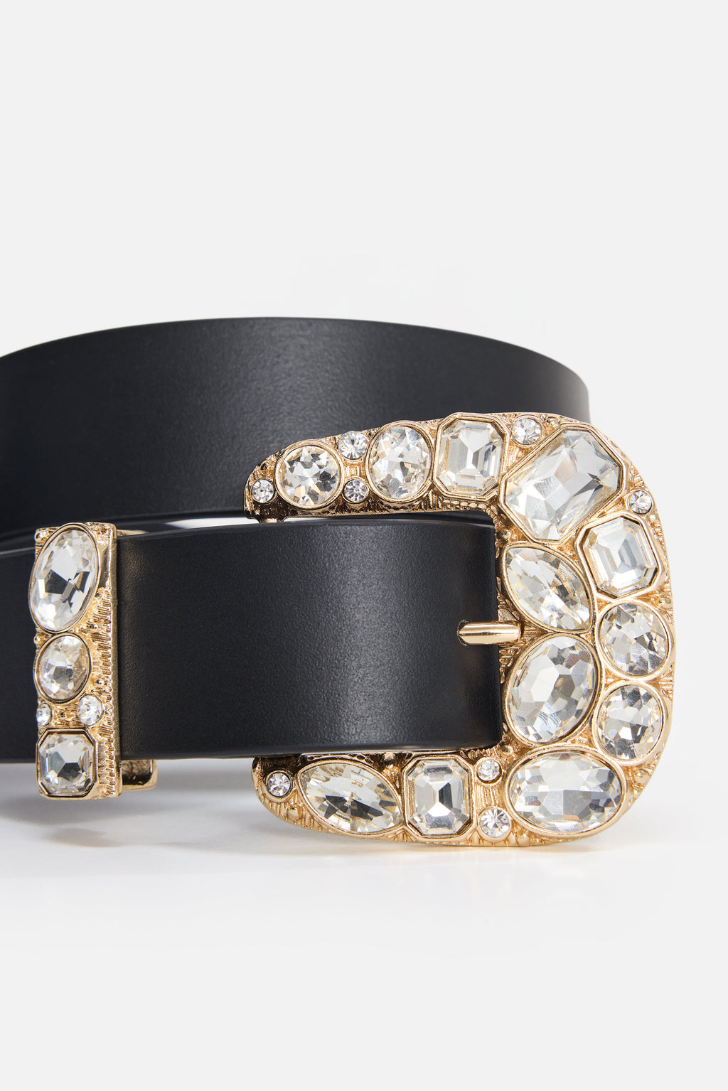 Premium DOLLY CLASSIC CRYSTAL LEATHER BELT BLACK001